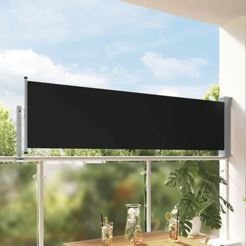 Mokuyary Toldo lateral extensible de 80 x 300 cm, color negro, protección solar, toldo para balcón, toldo impermeable para toldo, exterior, jardín, terraza, terraza