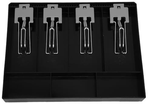 SUPVOX Multi-grids Cashier Box with Metal Clip Cash Register Insert Tray for Money Storage Teller Cash Tray Suitable for Retail and Supermarket Drawers