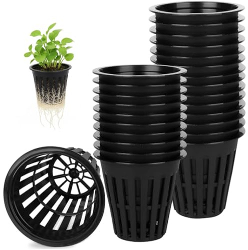 50 macetas de red para hidroponía, vasos de red ranurados de 2 pulgadas, cestas de plástico para plantas con rejilla transpirable, suministros para sistemas de cultivo de cubos hidropónicos, uso domé