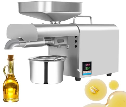 Máquina de prensa de aceite, acero inoxidable 304 con pantalla, extractor de aceite caliente y frío, control de temperatura de 40 a 300 °C