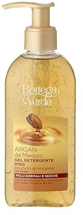 Bottega Verde - Gel Detergente Viso, Argan del Marocco, 200 ml, per Pelli Normali e Secche, con Olio di Argan, Deterge Delicatamente, Dermatologicamente Testato