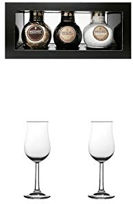 Mozart Milchschokolade Österreich 3 x 0,05 Liter + Nosing Gläser Kelchglas Bugatti mit Eichstrich 2cl und 4cl 1 Stück + Nosing Gläser Kelchglas Bugatti mit Eichstrich 2cl und 4cl 1 Stück