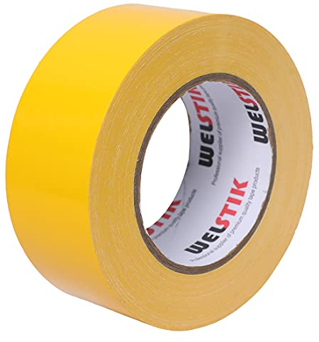 WELSTIK ruban adhésif de qualité professionnelle, tissu imperméable, ruban coloré pour réparation, bricolage, artisanat, 50 mm x 41 m, jaune