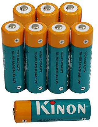 Kinon Pilas Recargables AA Ni-Mh 1.2V 2400mAh (8 Piezas) para cámara Digital Controlador de Juegos Afeitadora eléctrica Cepillo de Dientes Linterna