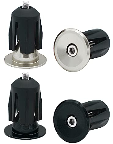 QitinDasen 2 Paar Lenkerstopfen Endstopfen, Fahrrad Lenker Endkappen, für Rennrad, MTB, BMX (Silber + Schwarz)