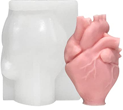 FASSME Stampo in Resina Cuore, Stampi in Resina a Forma di Cuore realistici, Stampi in Cera di soia Resistenti Strappo per Realizzare Candele, saponi, Oggetti in Resina, Argilla, Decorazioni
