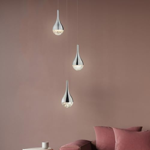 LED 3 flammige Hängelampe - easyDim Pendelleuchte mit dekorativem Glas und | LED 3 flammige Hängelampe - easyDim Pendelleuchte mit dekorativem Glas und warmweißem Licht - Hängeleuchte ist in der Höhe