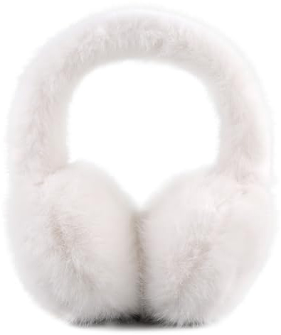 PESAAT Warm Ear muffs for Women Winter Unisex Fluffy Earmuffs Lady Ear Warmer Faux Fur Ear Covers (White)