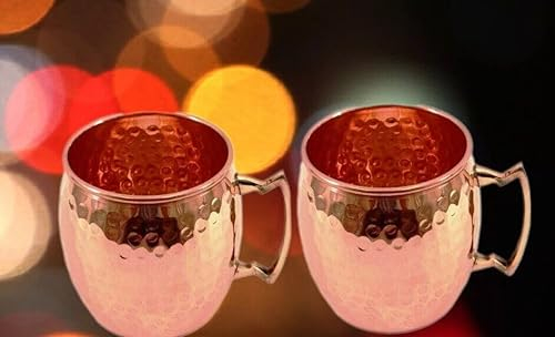 Generic Exclusive Global Set 2 Pure Copper Royal Hammered Moscow Mule Mug Beer Mugs Vodka Diwali Gift