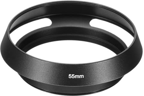 PATIKIL Parasol de 55mm, Estándar, Superficie Mate Ventilada, Interior Antirreflectante, Parasol Hueco para Objetivo de Cámara Universal, Negro