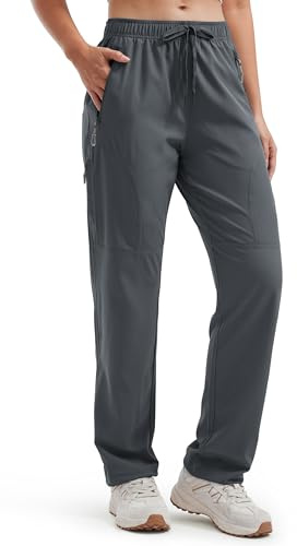 Libin Pantalon de Randonnée Femme Été Cargo Léger Rapide Séchage Imperméable Marche Safari Escalade Jogging Pantalon Poche Zippée
