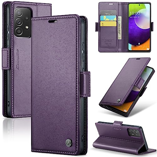Rerzoiro Funda para Samsung Galaxy A52 (5G/4G)/A52s 5G, Funda de Cierre Magnético, Cartera de Cuero PU con[Bloqueo RFID], Soporte, Ranura para Tarjetas, Carcasa de Libro,Case para Samsung A52, Púrpura
