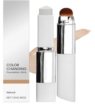 Double-Headed Lightweight Foundation Stick, 2 in 1 Dual Ended Eraser Foundation Stick, Hydrating Lightweight Cover Cream With Brush, for All Skin Types (Natural)