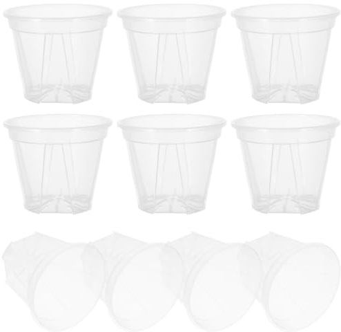 SUPVOX Lot de 10 Pots à Orchidées Transparents en Plastique 10 Cm avec Trous De Drainage pour Jardinage Intérieur Et Extérieur, Pots De Fleurs Ventilés Favorisant Une Croissance Racinaire Améliorée