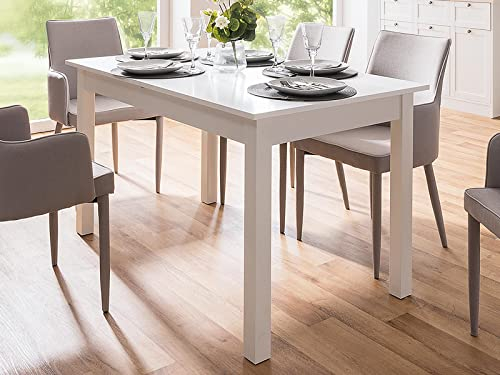 möbelando Esszimmertisch Holztisch Küchentisch Auszugstisch Tisch Esstisch Crawley III Weiß