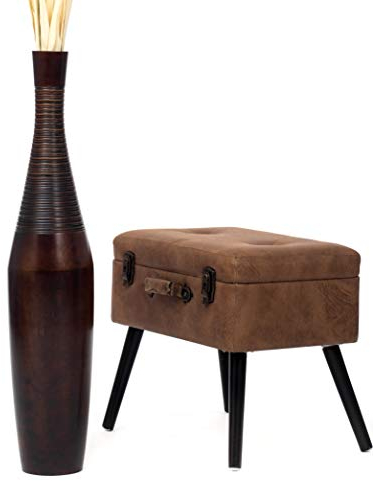 Leewadee Jarrón Grande De Suelo - Jarrón Alto De Madera De Mango para Ramas Decorativas, 65 cm, Marrón