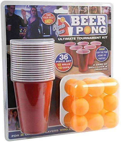 2X 36PC Beer Pong Set in Double Blister Card, Red
