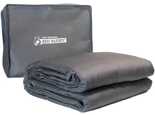 Bed Buddy Weighted Blanket - Weighted Blanket Twin Size - Heavy Blanket with Weighted Glass Beads, Grey, 7 pounds