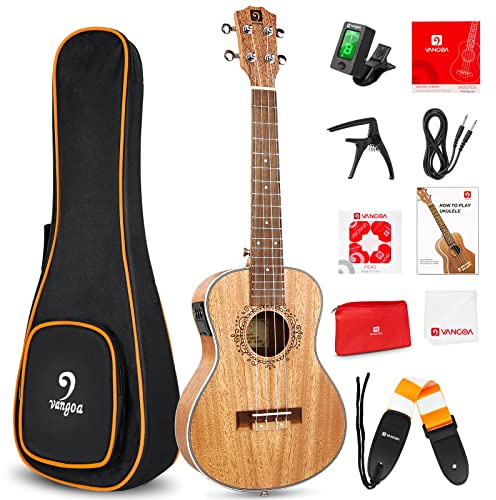 Vangoa Tenor Ukelele Electroacustico Caoba 26 Pulgadas Ukeleles con Ecualizador de 2 Bandas, Ukulele Kits para Principiantes, Estudiante, Intermedio
