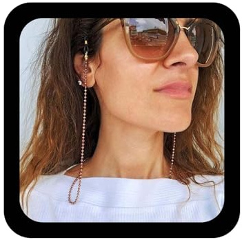 TseenYi Böhmische Anti-Rutsch Brillenkette Perlen Brillenkette Sonnenbrillenhalter Brillen Zubehör Eyewear Retainer Lesebrille Gurt für Damen und Herren (Gold)