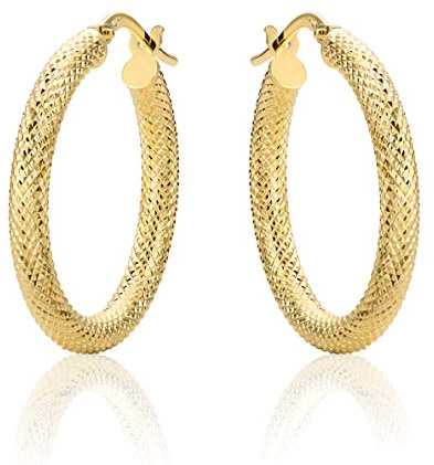 14 Karat 585 Gold Creolen Diamantiert Italienisch Ohrringe Gelbgold (30)