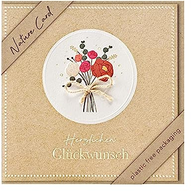 bsb - Glückwunschkarte Blumenstrauß - Nature Card - Nachhaltige Karten zum Geburtstag - Glückwunschkarten mit Umschlag - Geburtstagskarte Frauen & Männer - Glückwunschkarte 15,5 x 15,5 cm