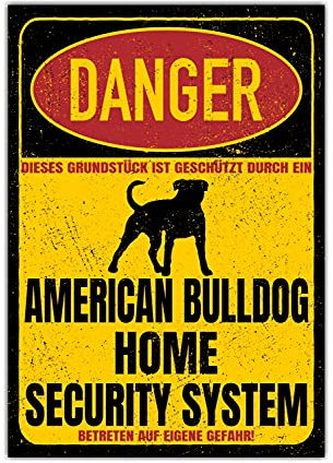 American Bulldog USA hundskylt farare säkerhetssystem dörrskylt hundskylt varningsskylt kul