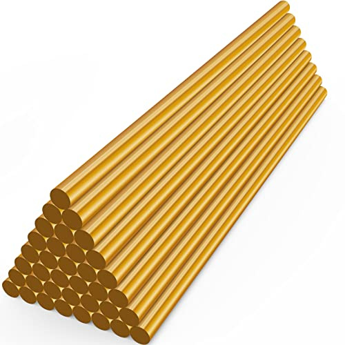 ENPOINT Metallic Gold Hot Glue Sticks, 36 Pack Mini Hot Melt Glue Sticks Colored, Small Craft Adhesive Waxing Sticks for Wedding Cards, Sealing, Decoration, Art, DIY, 8 Long x 0.27 Dia