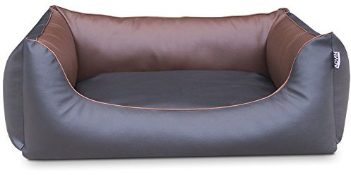 Mypado Zweifarbiges Hundebett Advin, Kunstleder, Größe 110x90, Füllung Orthopädischer Schaumstoff, schwarz-braun