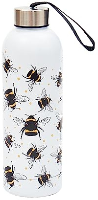 Eco Chic Reusable Thermal Bottle Stainless Steel Leakproof Insulated Water Bottle (Bumble Bees Grey)