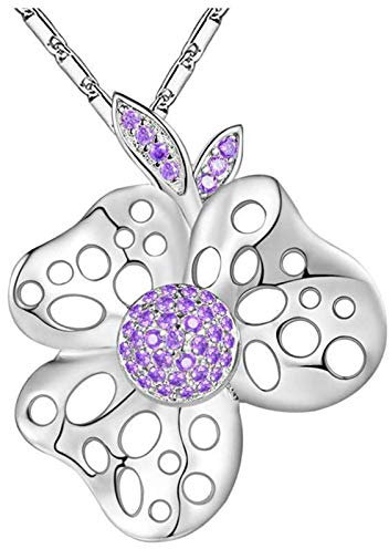 Banemi Ketten Schmuck, Kette Gold Damen Violett Blume Zirkonia Geschenke Freundin Ehefrau Mutter Tochter
