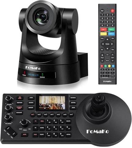 FoMaKo SDI PTZ Kamera Set, 30x Optischer Zoom KI-Tracking Gen 3, mit 3G-SDI/HDMI/USB3.0/LAN(PoE), für Live-Gottesdienst, Bildung, YouTube OBS Streaming, mit 1*FMK30SDI Pro+ 1*PTZ Controller (BH301)