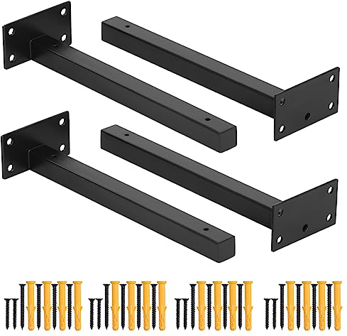 Faankiton 4 Pezzi Staffe per Mensole Industriale, Staffe per Scaffali Industriali, Supporto di Metallo Galleggiante, Supporto per Mensola Pesanti 20 mm di Spessore, Capacità di Carico: 40-60Kg (25CM)