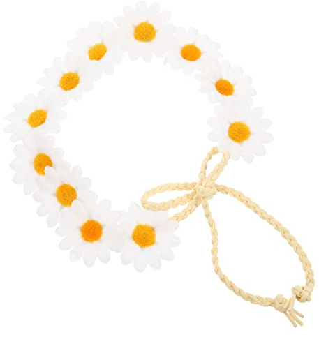 BIUDECO Blumenhaarkranz Gänseblümchen Weiß Mit Blumen Elastisches Stirnband Für Damen Vielseitiger Haarschmuck Für Hochzeit Festival Party Und Fotografie Florale Kopfzierde Für Frauen