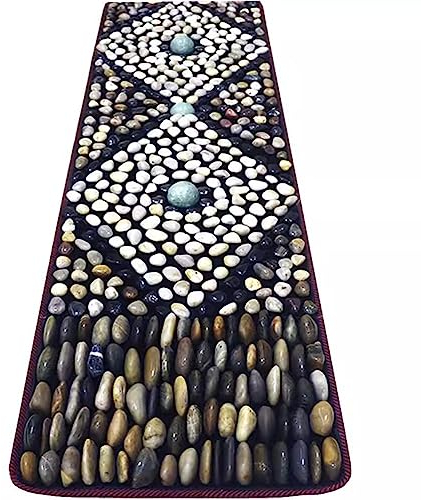 GRRICEPL Kieselstein Fuß Massage Kissen, Fuß Massage Matte, Natürlich Jadestein Straße, Fußmassage Gehplatte, Zuhause Shiatsu-Brett (Farbe : Multi-Colored-A, Größe : 50x200cm)