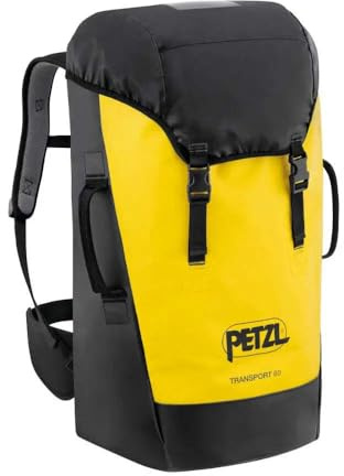 Petzl Transport Unisex Transportsack 60 Liter – Robuster Transportrucksack aus TPU-Plane, Gelb Schwarz, Materialtasche für Seile und Ausrüstung, 65x35x30 cm, S042CA00