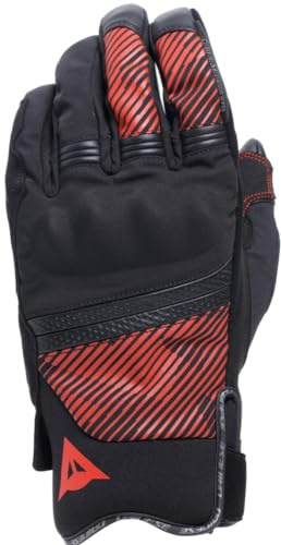 Dainese - Fulmine D-Dry® Gloves, Guantes de Invierno para Moto, Protectores de Nudillos, Guantes con Acolchado Térmico, Pantalla Táctil, Hombre, Negro/Negro/Rojo, S