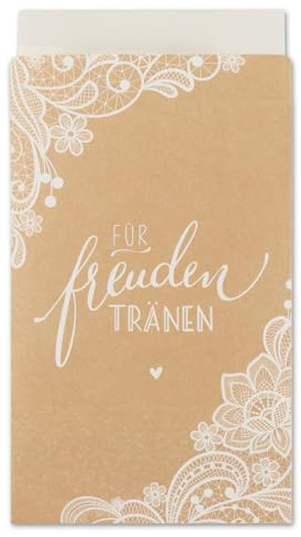 COLOFALLA 50 Stück Für die Freudentränen Hochzeit Taschentücher Hochzeit Taschentuchhalter Freudentränen Vintage mit Spitzen Blumen Papiertüten Hochzeit