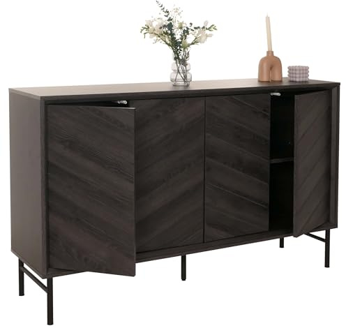 Mendler Sideboard HWC-M50 94x151x40cm - dunkelgrau | Schrank, Kommode, Highboard, Anrichte
