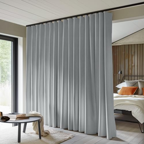 MaKefeile Cortinas divisoras de habitación, Panel de privacidad Totalmente Opaca, Aislamiento térmico, reducción de Ruido, Dormitorio, Ventana, Sala de Estar, riel de Techo, 2,5 m de Ancho x 2,4 m de