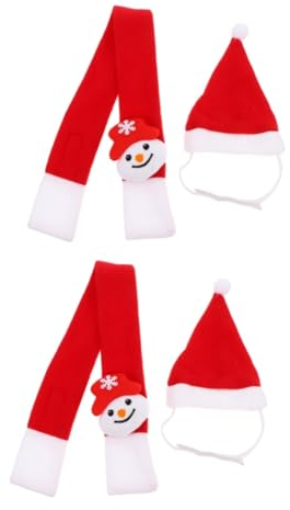 BESPORTBLE 2sätze Teiliges Weihnachts-haustierkostüm Mit Mütze Und Schal Für Hunde Und Katzen Festliche Accessoires Für Feiertage Weihnachtsmütze Und Schal Mit Santa-