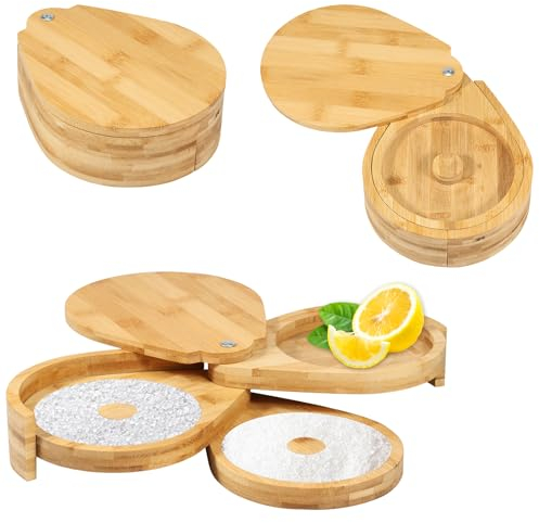 Margarita Salt Rimmer Set with Lid and Sponge 3 Tier Salt Rimmer Set for Cocktails Bar Glass Rimmer Rotating Trays Bamboo Wood Sugar Salt Box Bartender Tool for Cocktail and Margarita