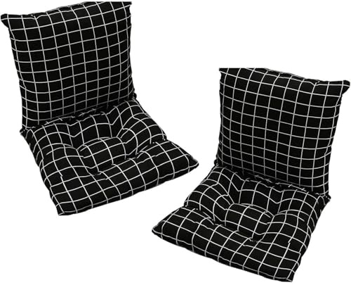 AHSBND 2er Pack Stuhlkissen Mit Rückenlehne Sitzkissen Rückenpolster Mit Gurtband Niedriglehnenkissen Gartenstuhlkissen 40x80cm Abnehmbares Rückenpolster(B-Style)