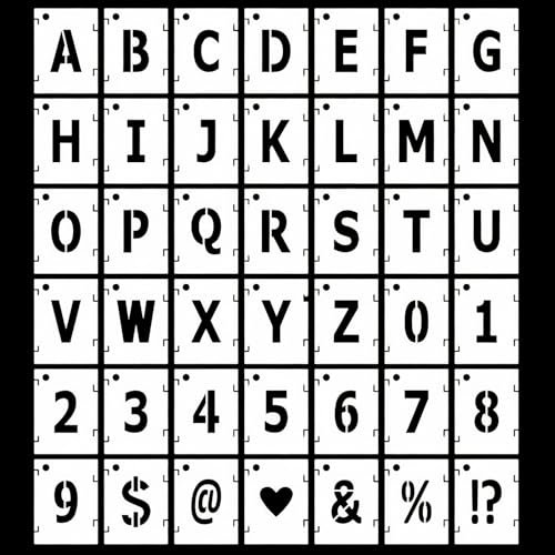 Ehuihuan 42-teilige Buchstaben Schablonen Groß (7,5 cm), Wiederverwendbare Schablonen für Textilgestaltung, DIY-Projekte und Holzschilder