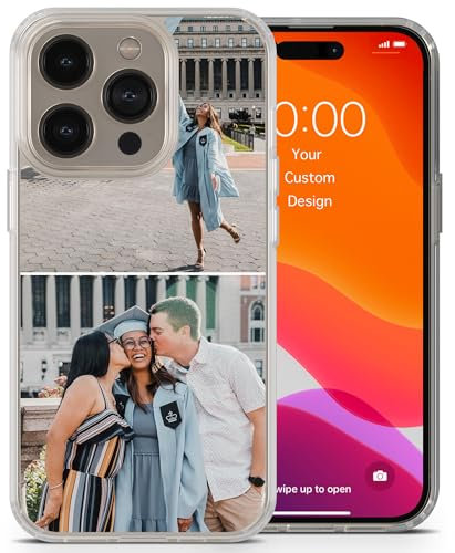 AIGAT SHOP Personalisierte iPhone Hülle mit Fotocollage für das iPhone 15 - Individuelle Schutzhülle aus Acryl und TPU mit Zwei Schichten für 2 Fotos, Robust und Elegant
