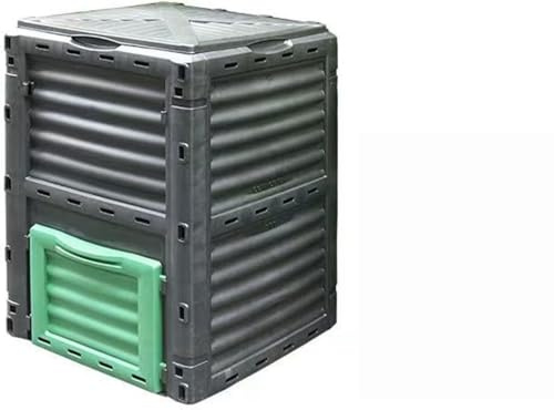 Kitchen Compost Caddy, Large Outdoor Composting Box with Top Flip Lid and Bottom Exit Door, BPA Free Material, Grass Food Trash Composter Barrel Box
