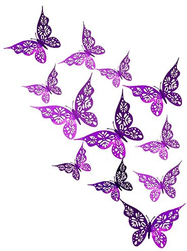 ifundom 24stücke Schmetterlings-wandaufkleber Glitzer Wanddeko Schmetterlingsaufkleber Wandsticker Für Mädchenzimmer Party Hochzeit Dekoration