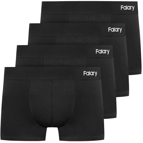 FALARY Boxershorts Herren Männer Unterhosen Men Retroshorts Unterwäsche Underwear Boxer Trunk Baumwolle Ohne Kratzenden Zettel 4er Pack Schwarz L
