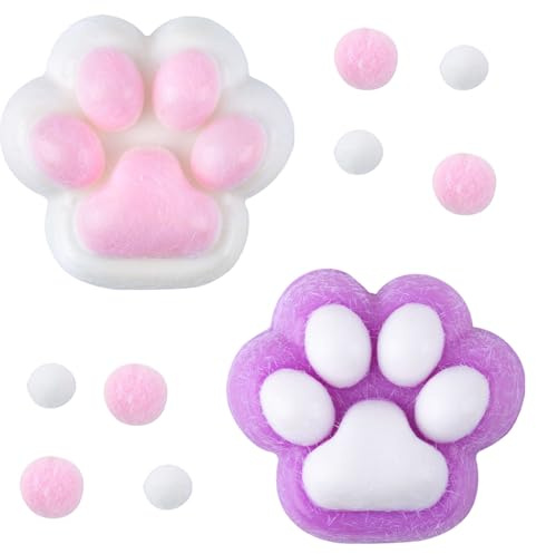 AWAVM 2 Pezzi Squishy Zampa di Gatto, Antistress Squishy, Giocattoli Fidget Morbidi, Giocattoli Ansiolitici, Giocattolo in Silicone da Strizzare a Zampa di Gatto Grande per Rilassare l'Ansia