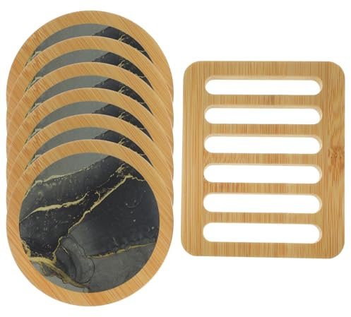 PRETYZOOM 7pc Marmor Holz Hitzebeständig Für Tassen Ästhetische Hause Hitzebeständige Pad